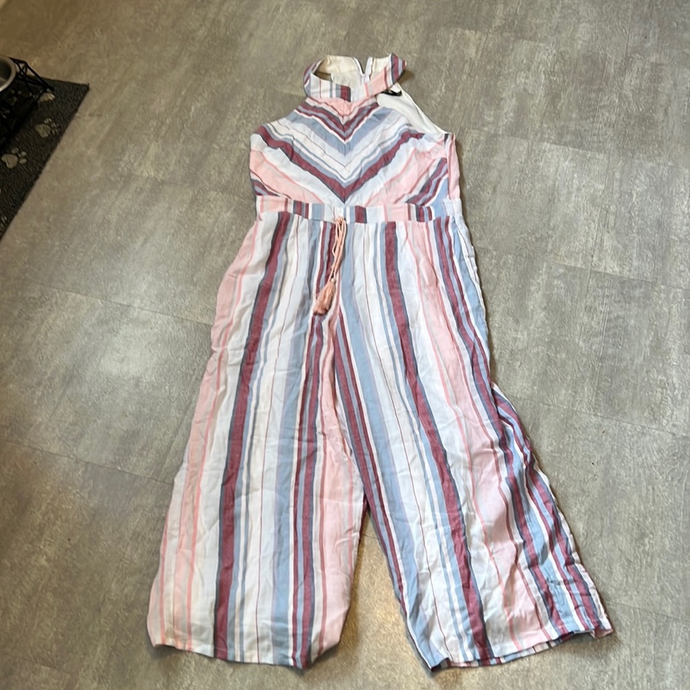 Size 13 Crystal Sky striped jumpsuit. Excellent condition.